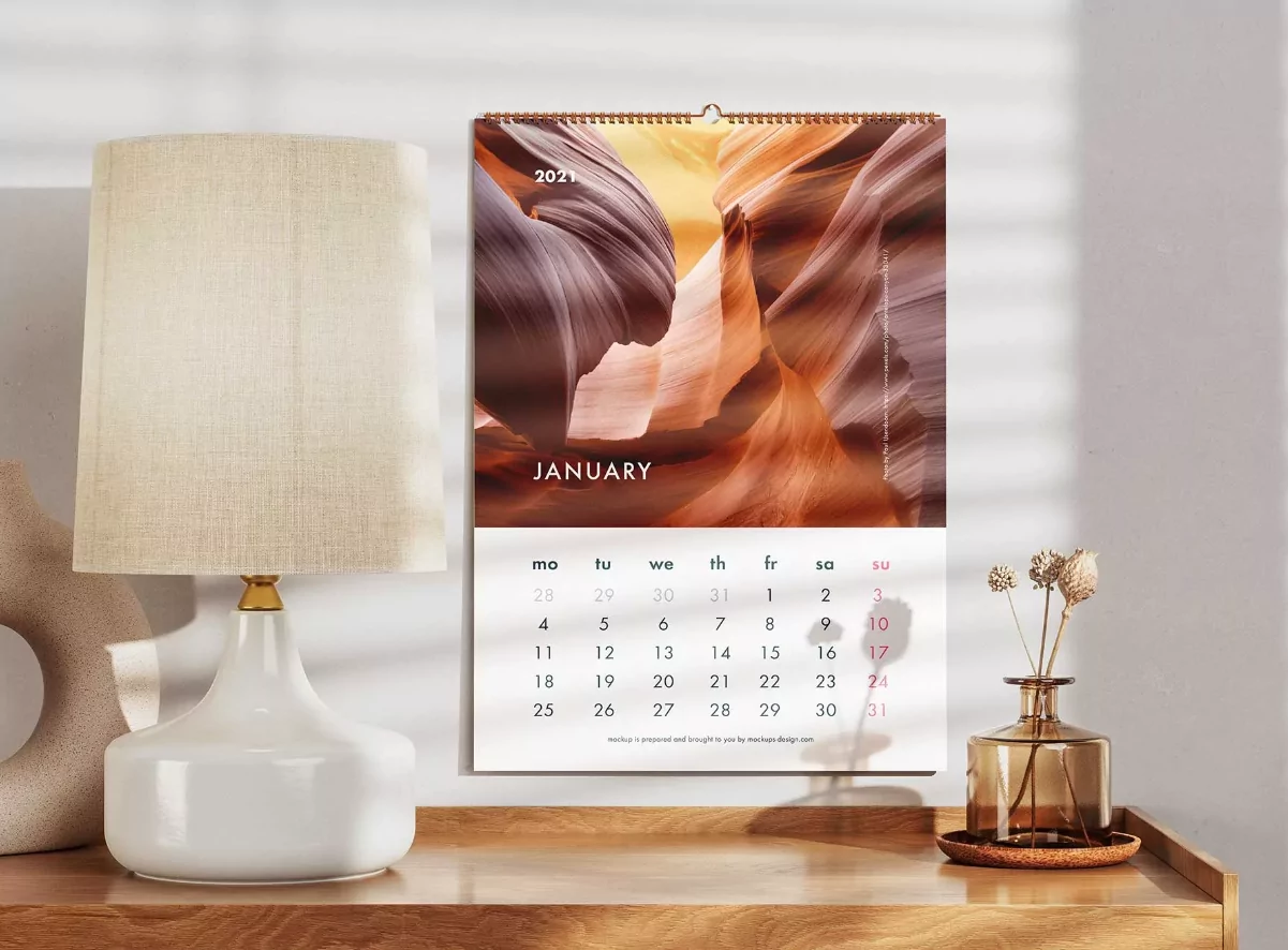 printable calendar page mockup