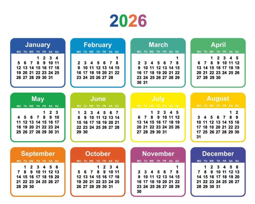 colorful monthly planner 2026 printable download