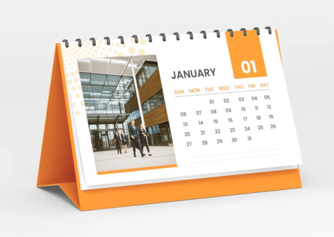 custom spiral bound desk calendar for office