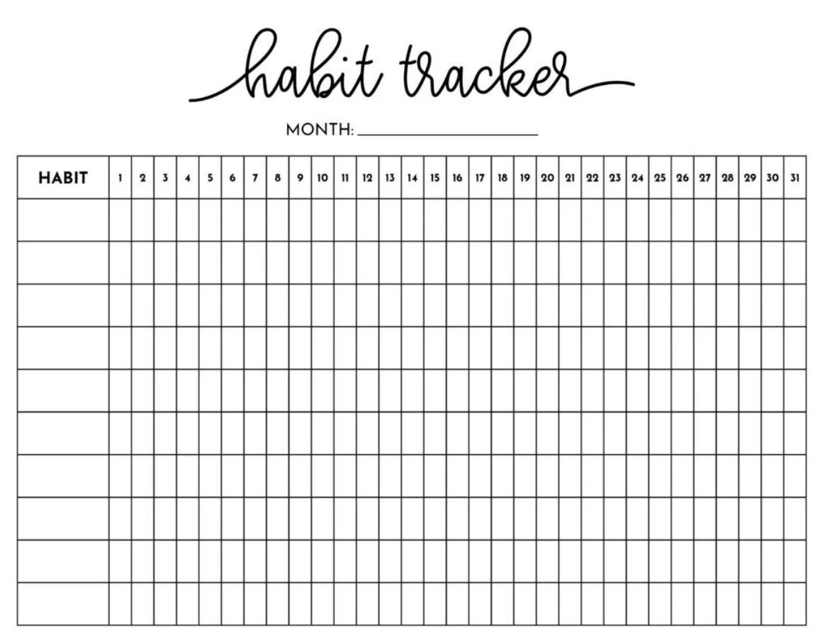 daily habit tracker printable calendar 2026