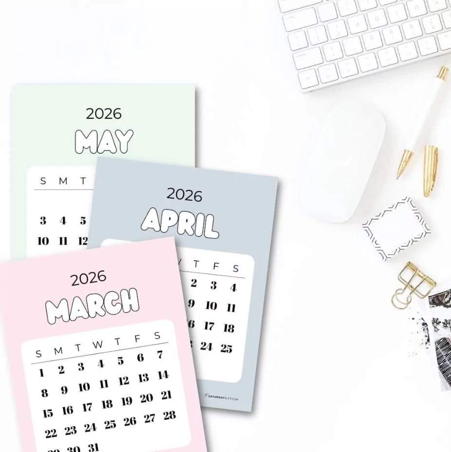 monthly planner calendar 2026 colorful layout