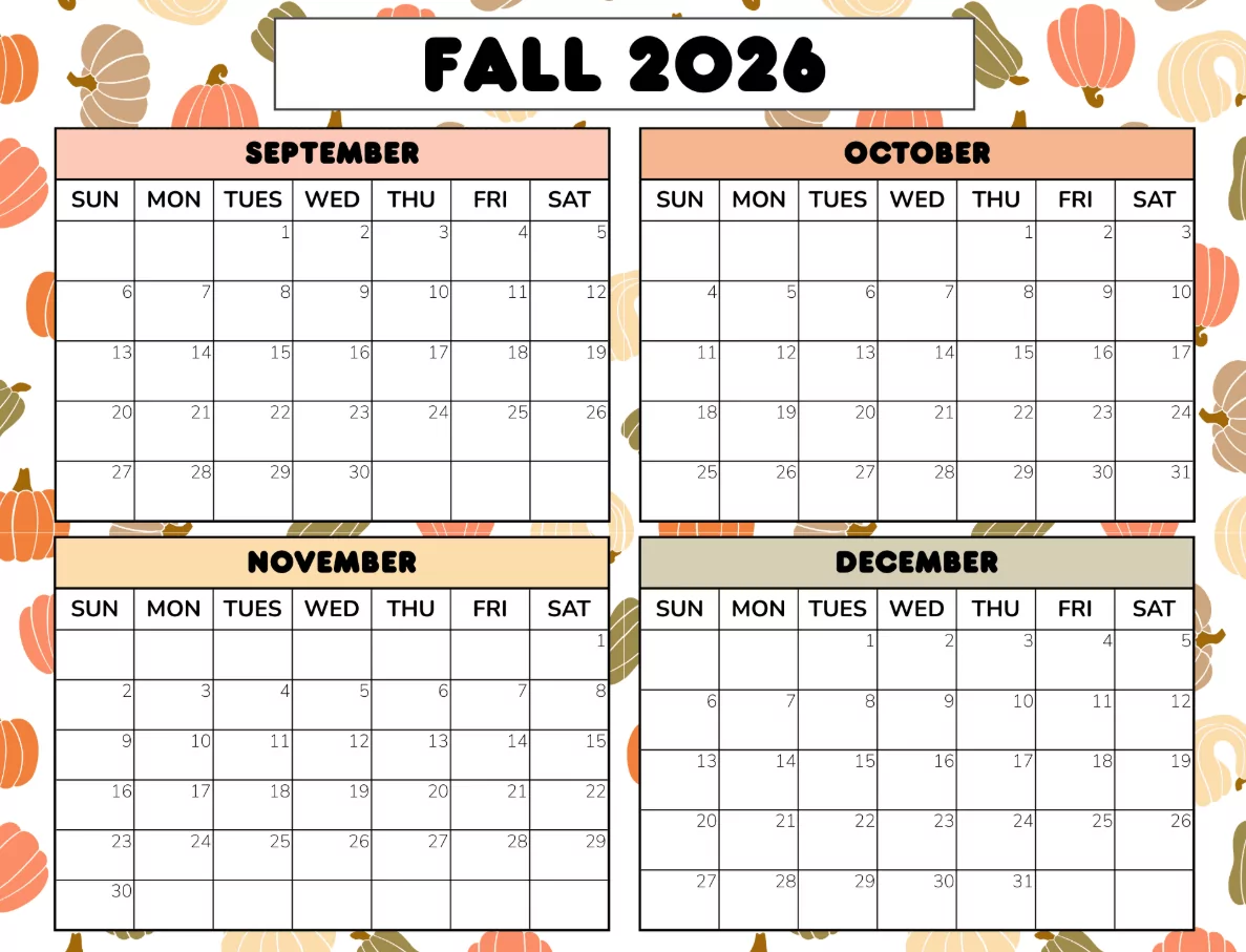 autumn activities calendar 2026