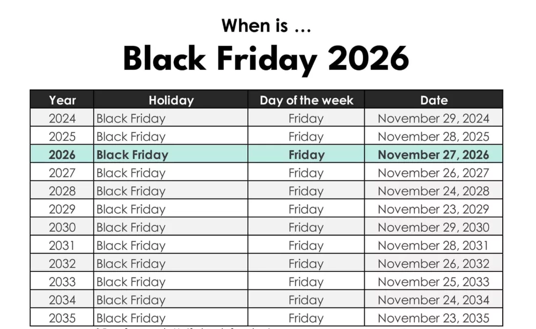 black friday 2026 sale calendar