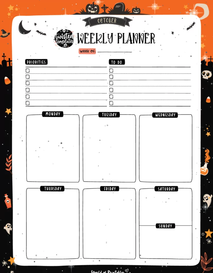 halloween october activity planner