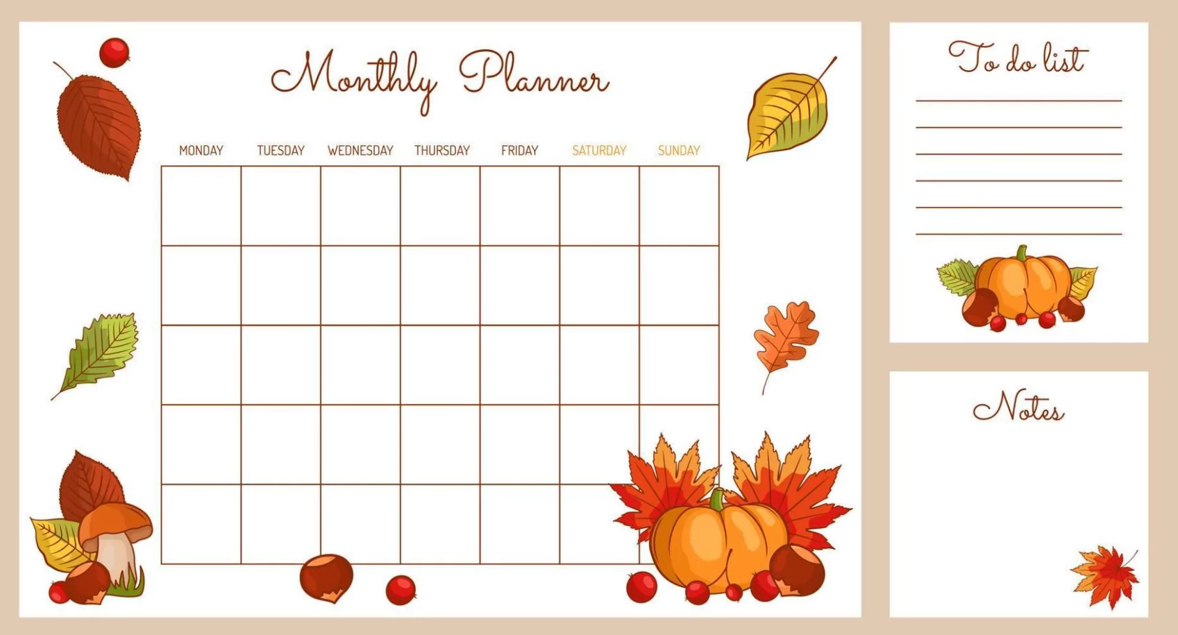 seasonal autumn planner template