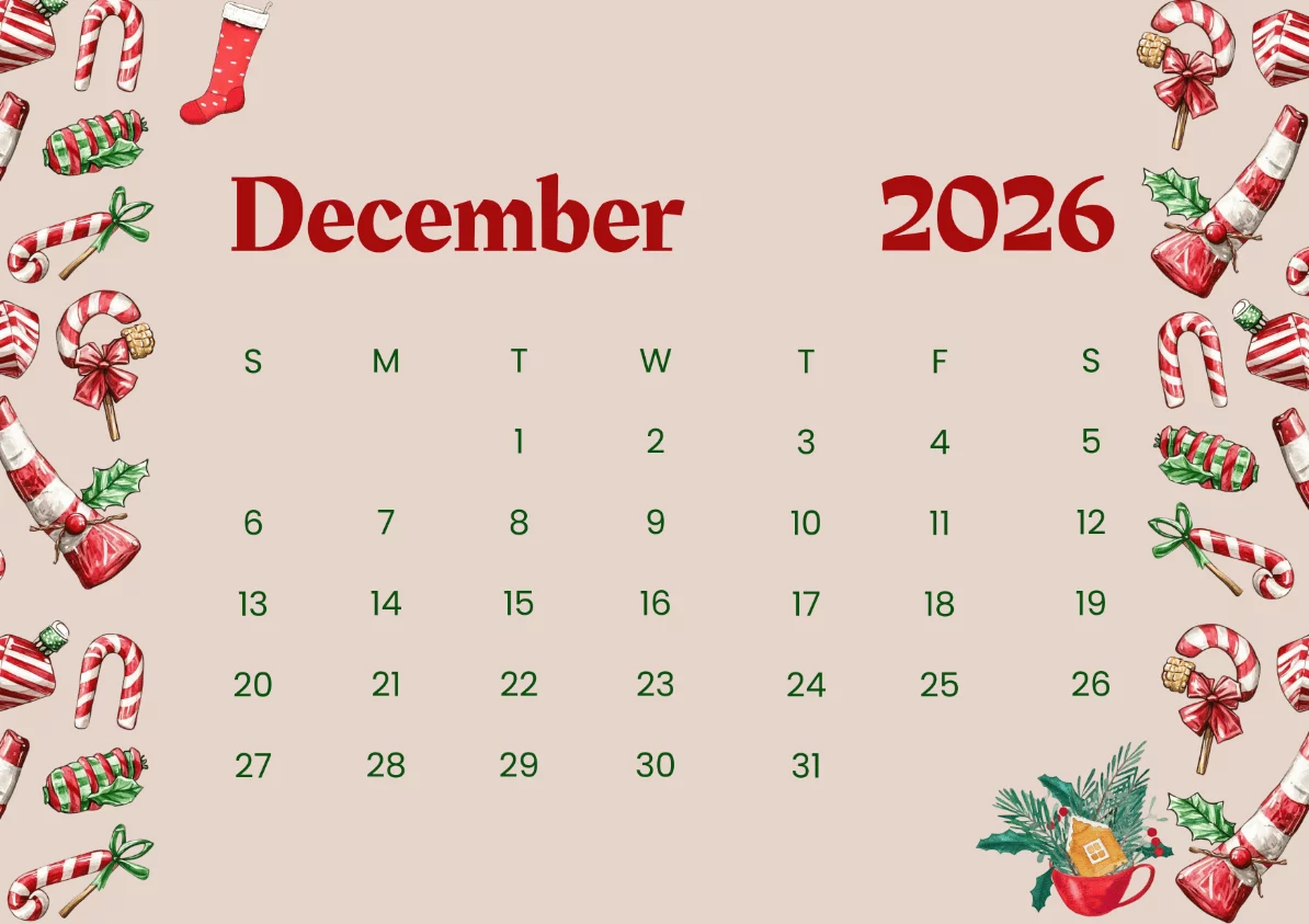Christmas Advent Calendar December 2026 daily countdown 24 doors