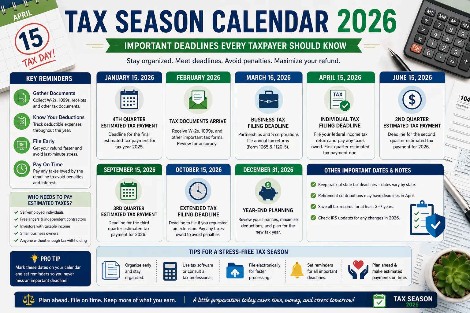 Tax Season Calendar 2026 Important Deadlines