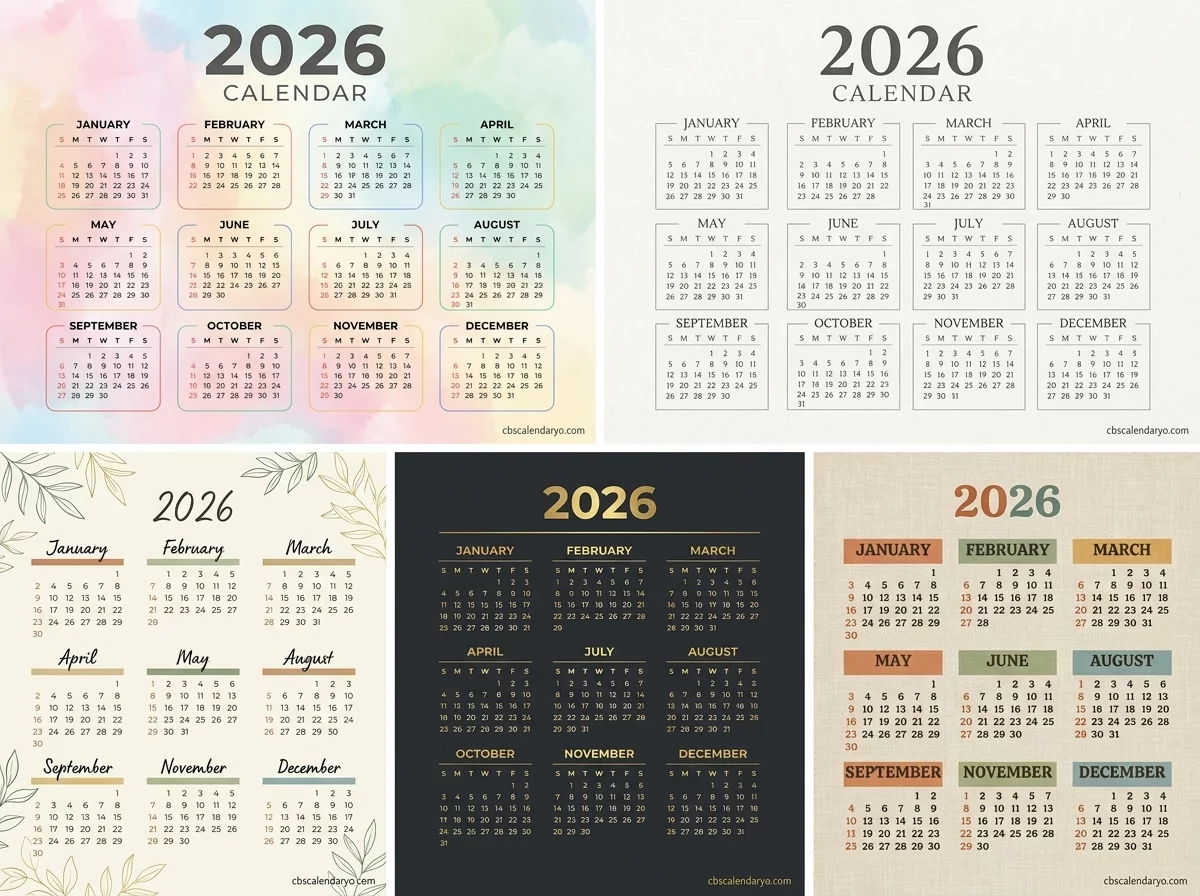holiday schedule calendar 2026 all holidays overview