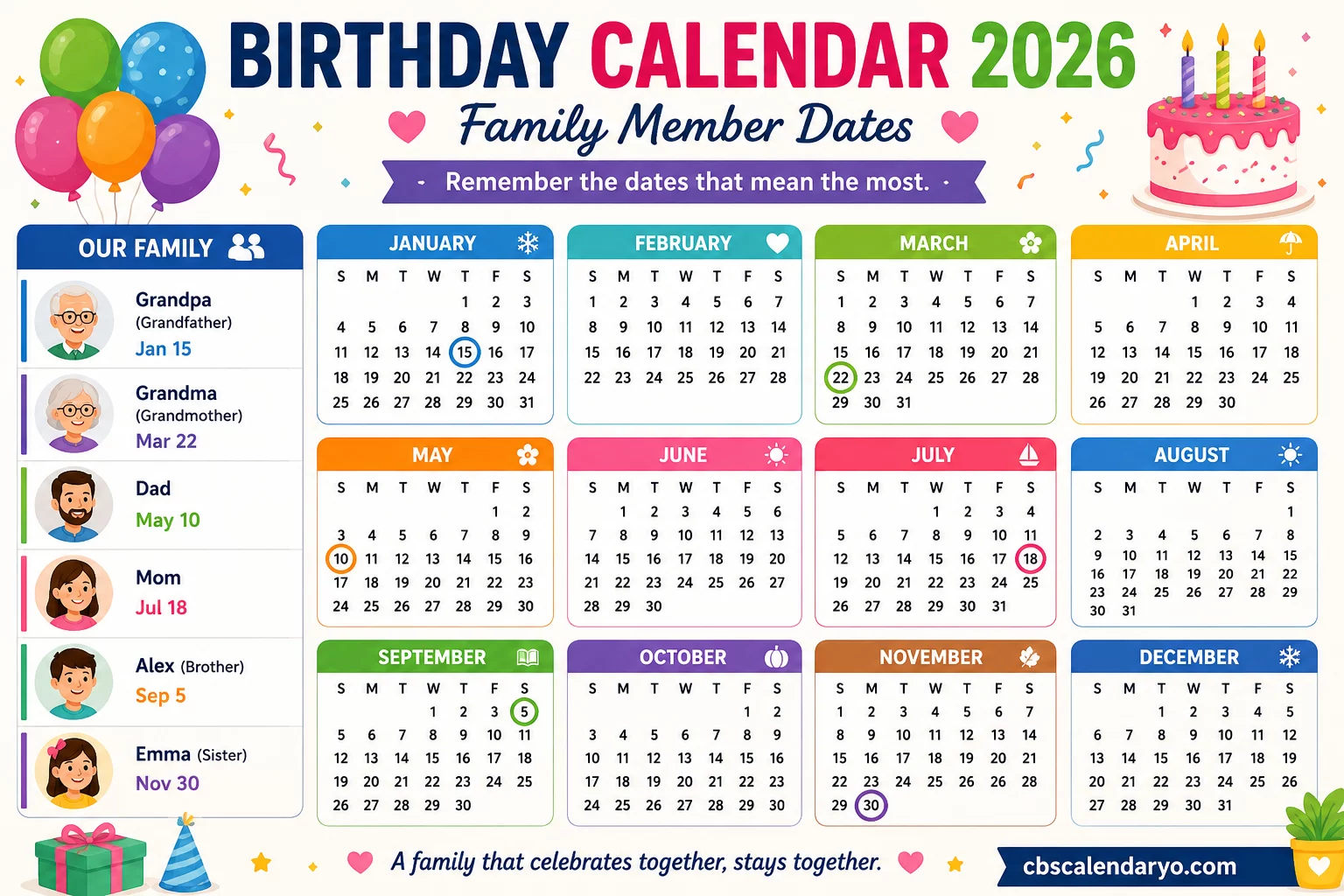 monthly family calendar printable free pdf