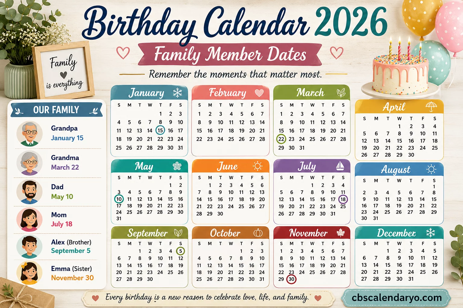 monthly family calendar printable free