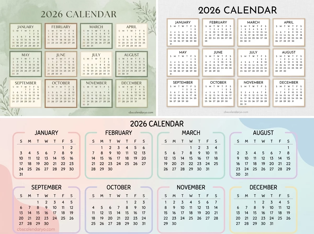 public holidays calendar 2026 year overview